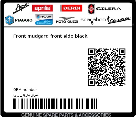 Product image: Moto Guzzi - GU1434364 - Front mudgard front side black  0