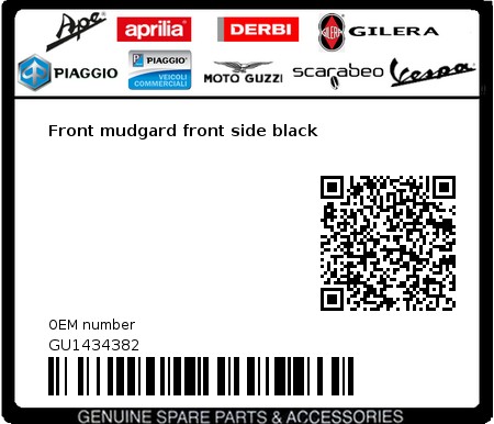 Product image: Moto Guzzi - GU1434382 - Front mudgard front side black  0