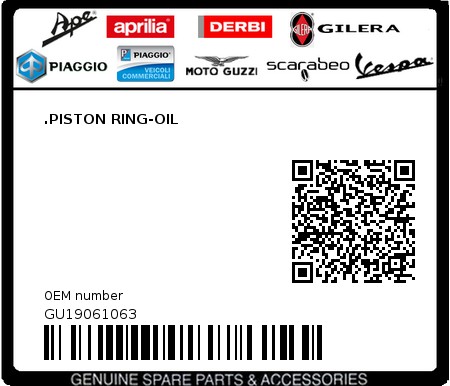 Product image: Moto Guzzi - GU19061063 - .PISTON RING-OIL 