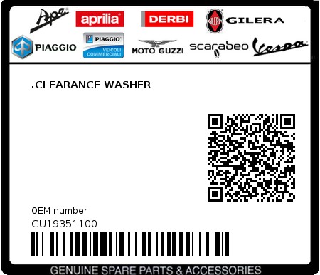 Product image: Moto Guzzi - GU19351100 - .CLEARANCE WASHER 