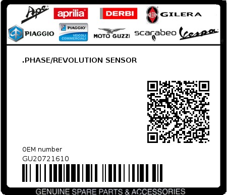 Product image: Moto Guzzi - GU20721610 - .PHASE/REVOLUTION SENSOR 