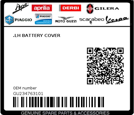 Product image: Moto Guzzi - GU234763101 - .LH BATTERY COVER  0