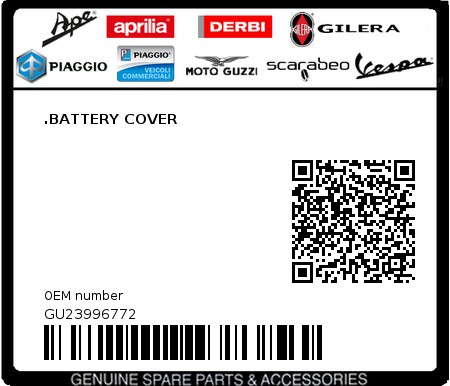 Product image: Moto Guzzi - GU23996772 - .BATTERY COVER 