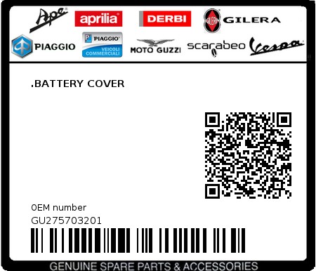 Product image: Moto Guzzi - GU275703201 - .BATTERY COVER 