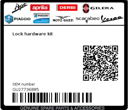 Product image: Moto Guzzi - GU27736885 - Lock hardware kit  0