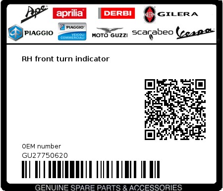 Product image: Moto Guzzi - GU27750620 - RH front turn indicator  0