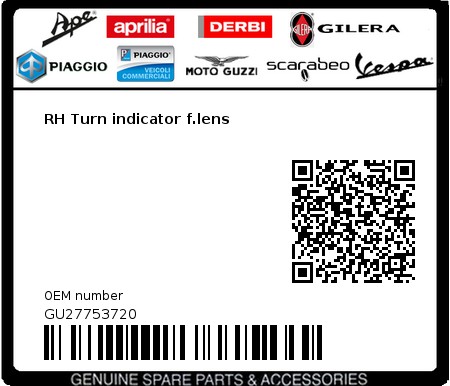 Product image: Moto Guzzi - GU27753720 - RH Turn indicator f.lens  0