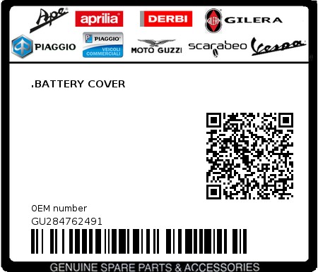 Product image: Moto Guzzi - GU284762491 - .BATTERY COVER  0