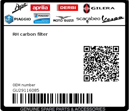 Product image: Moto Guzzi - GU29116085 - RH carbon filter  0