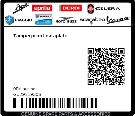 Product image: Moto Guzzi - GU29119306 - Tamperproof dataplate  0