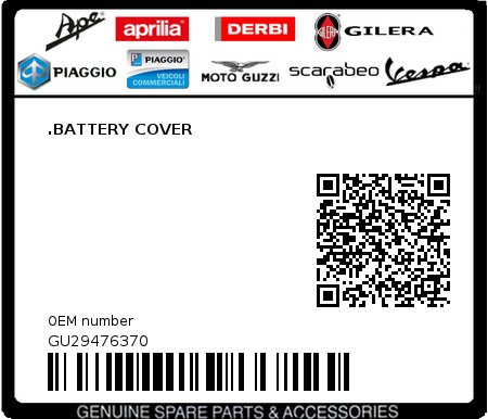 Product image: Moto Guzzi - GU29476370 - .BATTERY COVER 