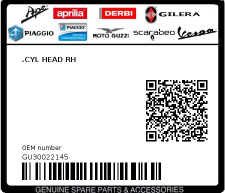Product image: Moto Guzzi - GU30022145 - .CYL HEAD RH  0