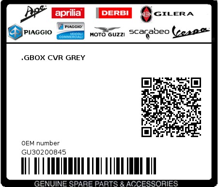 Product image: Moto Guzzi - GU30200845 - .GBOX CVR GREY  0