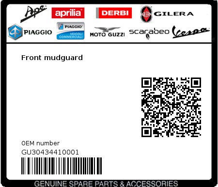 Product image: Moto Guzzi - GU30434410001 - Front mudguard  0