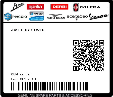 Product image: Moto Guzzi - GU304762101 - .BATTERY COVER  0