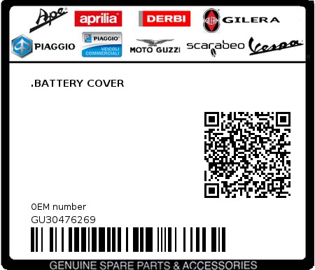 Product image: Moto Guzzi - GU30476269 - .BATTERY COVER 