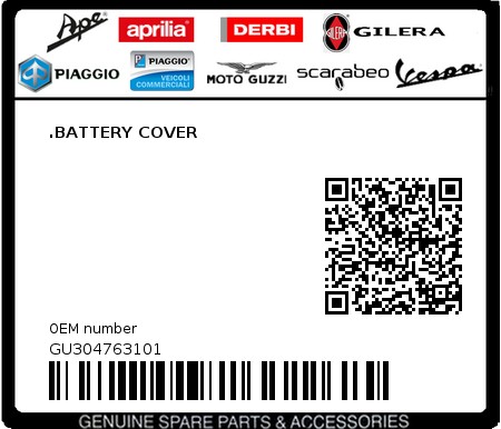 Product image: Moto Guzzi - GU304763101 - .BATTERY COVER  0