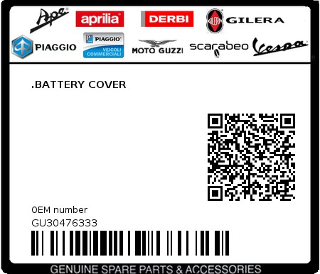 Product image: Moto Guzzi - GU30476333 - .BATTERY COVER 