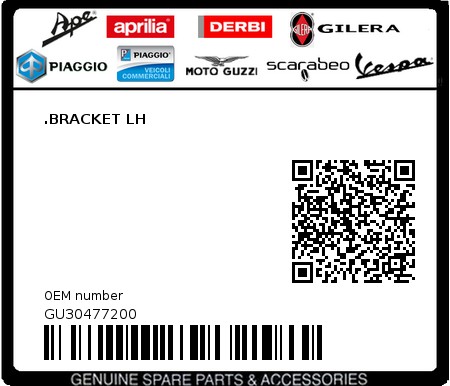 Product image: Moto Guzzi - GU30477200 - .BRACKET LH  0