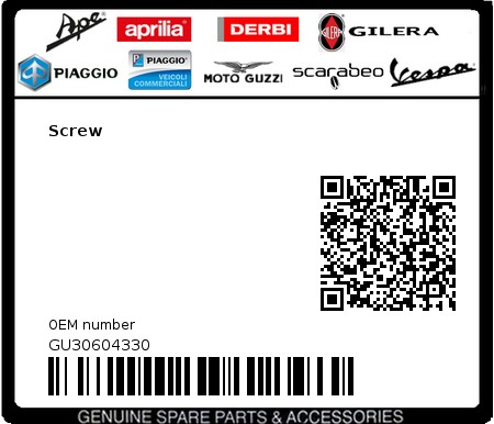 Product image: Moto Guzzi - GU30604330 - Screw  0