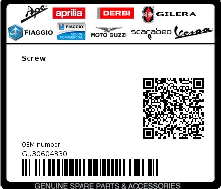 Product image: Moto Guzzi - GU30604830 - Screw  0