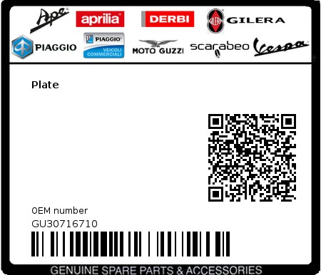 Product image: Moto Guzzi - GU30716710 - Plate  0