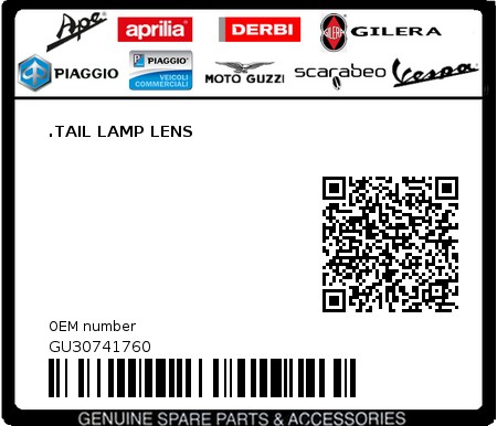 Product image: Moto Guzzi - GU30741760 - .TAIL LAMP LENS  0