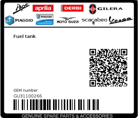 Product image: Moto Guzzi - GU31100266 - Fuel tank  0