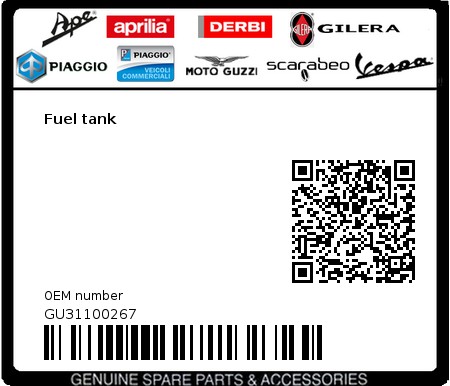 Product image: Moto Guzzi - GU31100267 - Fuel tank  0