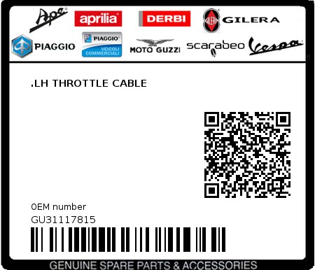 Product image: Moto Guzzi - GU31117815 - .LH THROTTLE CABLE  0