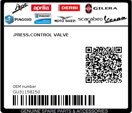 Product image: Moto Guzzi - GU31158250 - .PRESS.CONTROL VALVE  0