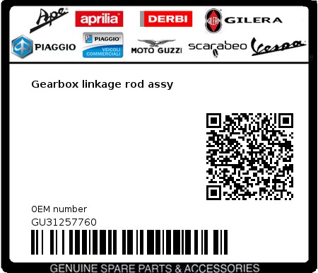 Product image: Moto Guzzi - GU31257760 - Gearbox linkage rod assy  0