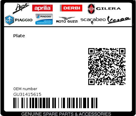 Product image: Moto Guzzi - GU31415615 - Plate  0