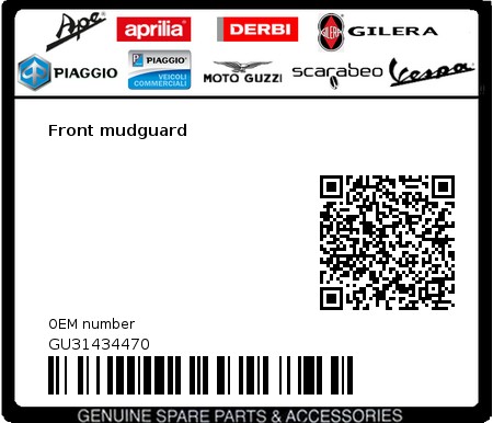 Product image: Moto Guzzi - GU31434470 - Front mudguard  0