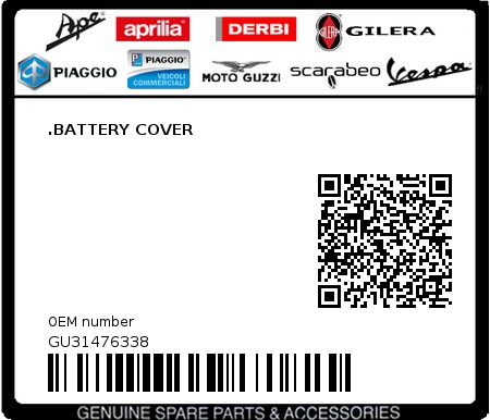 Product image: Moto Guzzi - GU31476338 - .BATTERY COVER  0