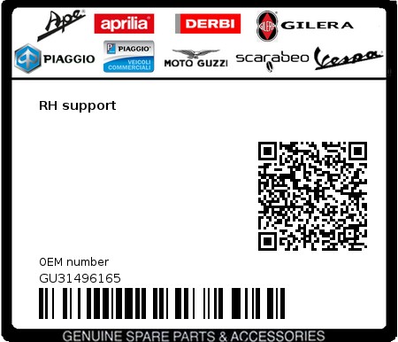 Product image: Moto Guzzi - GU31496165 - RH support  0