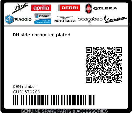 Product image: Moto Guzzi - GU31570260 - RH side chromium plated  0