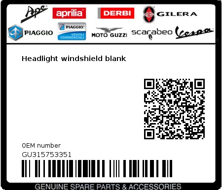 Product image: Moto Guzzi - GU315753351 - Headlight windshield blank  0