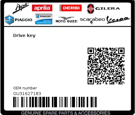 Product image: Moto Guzzi - GU31627183 - Drive key  0