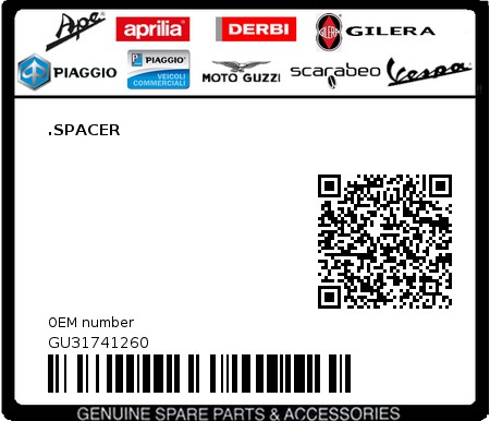 Product image: Moto Guzzi - GU31741260 - .SPACER  0