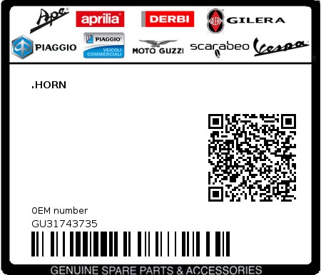 Product image: Moto Guzzi - GU31743735 - .HORN  0