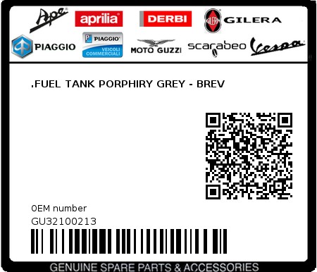 Product image: Moto Guzzi - GU32100213 - .FUEL TANK PORPHIRY GREY - BREV  0