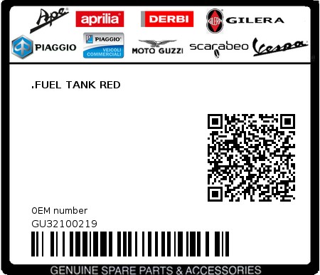 Product image: Moto Guzzi - GU32100219 - .FUEL TANK RED  0