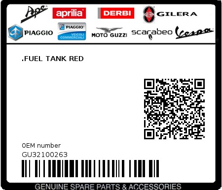 Product image: Moto Guzzi - GU32100263 - .FUEL TANK RED  0
