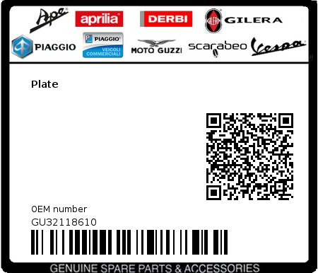 Product image: Moto Guzzi - GU32118610 - Plate  0