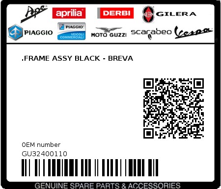 Product image: Moto Guzzi - GU32400110 - .FRAME ASSY BLACK - BREVA  0