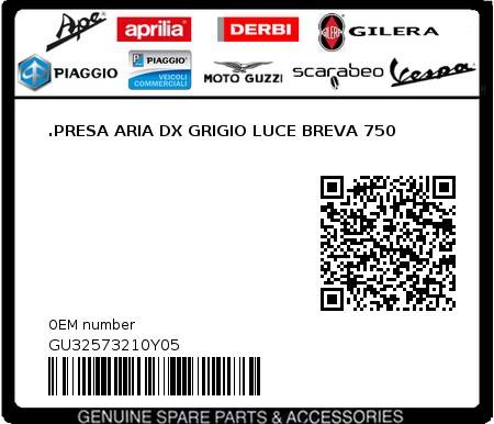 Product image: Moto Guzzi - GU32573210Y05 - .PRESA ARIA DX GRIGIO LUCE BREVA 750  0