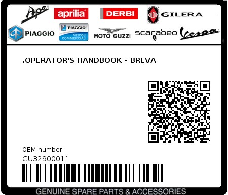 Product image: Moto Guzzi - GU32900011 - .OPERATOR'S HANDBOOK - BREVA 