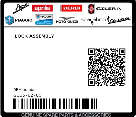 Product image: Moto Guzzi - GU35782780 - .LOCK ASSEMBLY  0