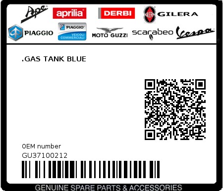 Product image: Moto Guzzi - GU37100212 - .GAS TANK BLUE 